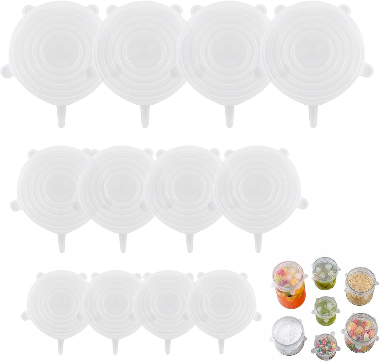 Small Silicone Stretch Lids – 12 Pack Reusable Food Covers,Flexible Silicone for