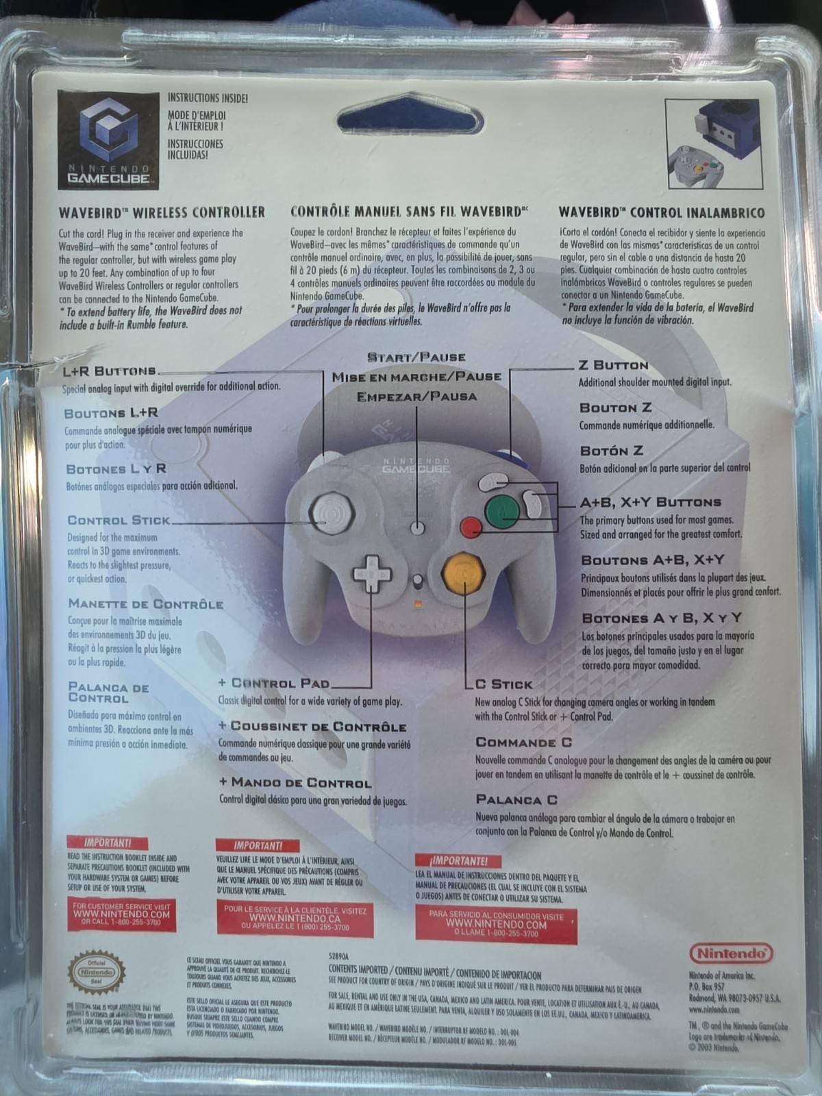 Nintendo Gamecube WAVEBIRD Wireless Controller Grey Genuine Factory Sealed