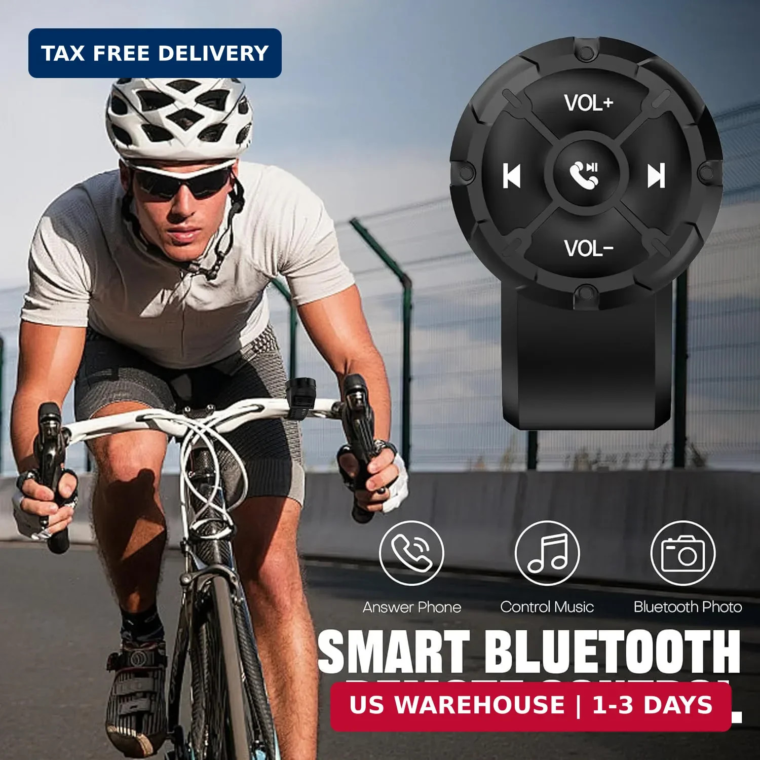 Bluetooth Media Button Remote Control,Adjustable Direction Waterproof Controller