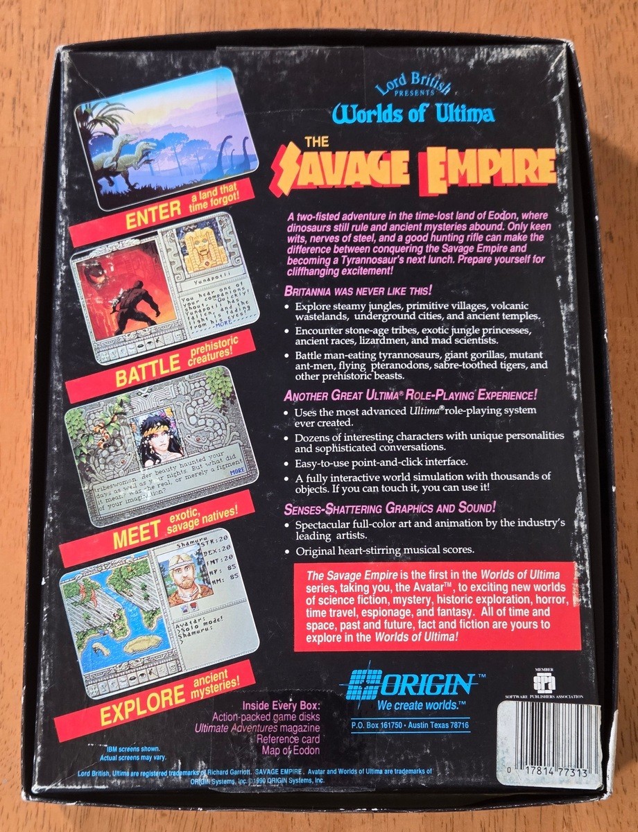 Worlds of Ultima Savage Empire Origin IBM PC Big Box Game 5.25″ Disk No Map 1990