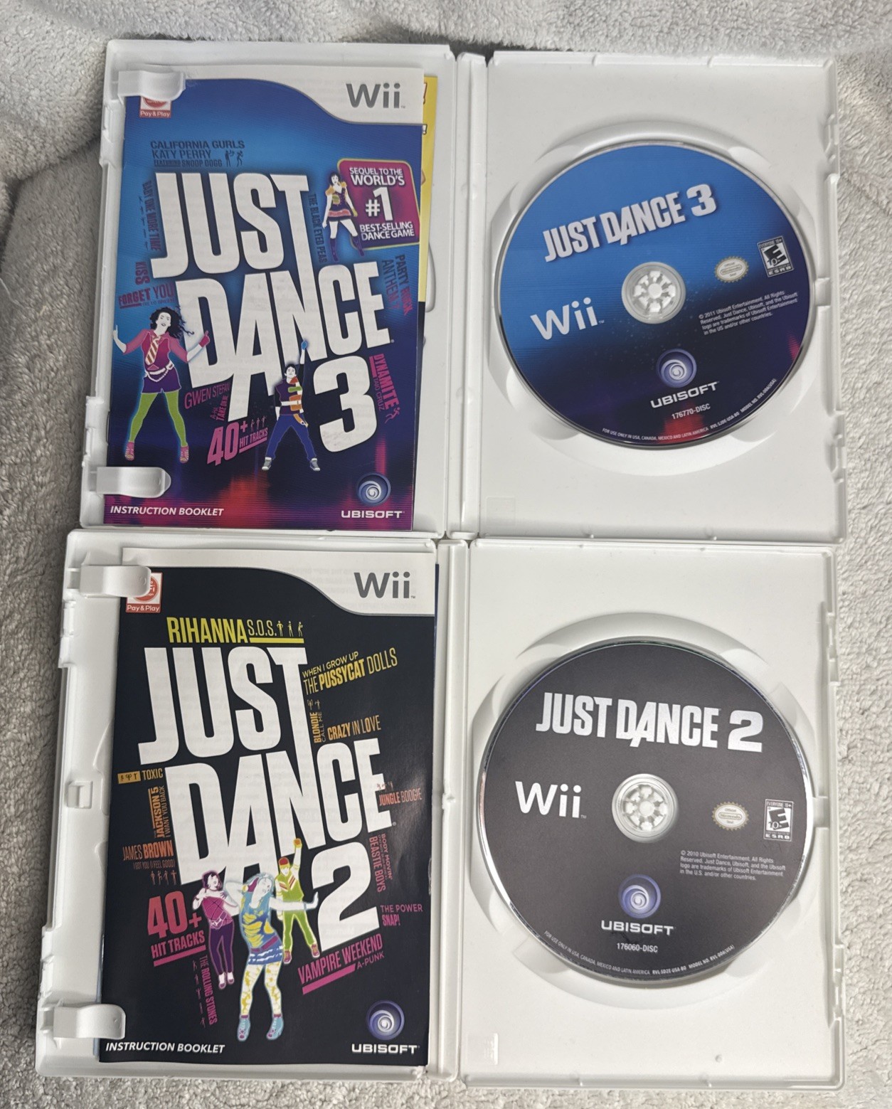 Just Dance 1, 2, 3 & Just Dance Kids (Nintendo Wii Lot Of 4 Games), CIB