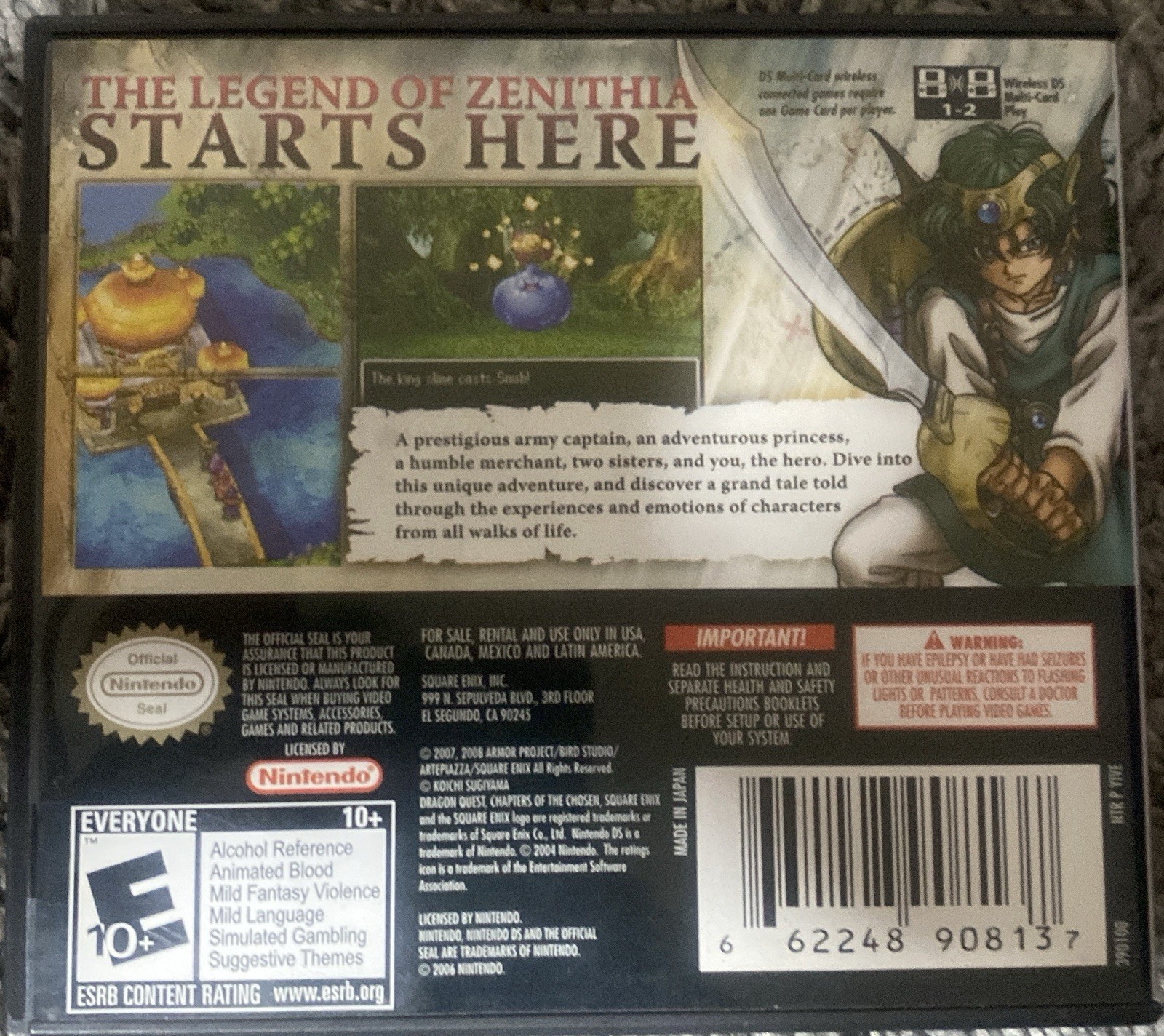 Square Enix Dragon Quest IV: Chapters of the Chosen Nintendo DS Manual E10+ NTSC