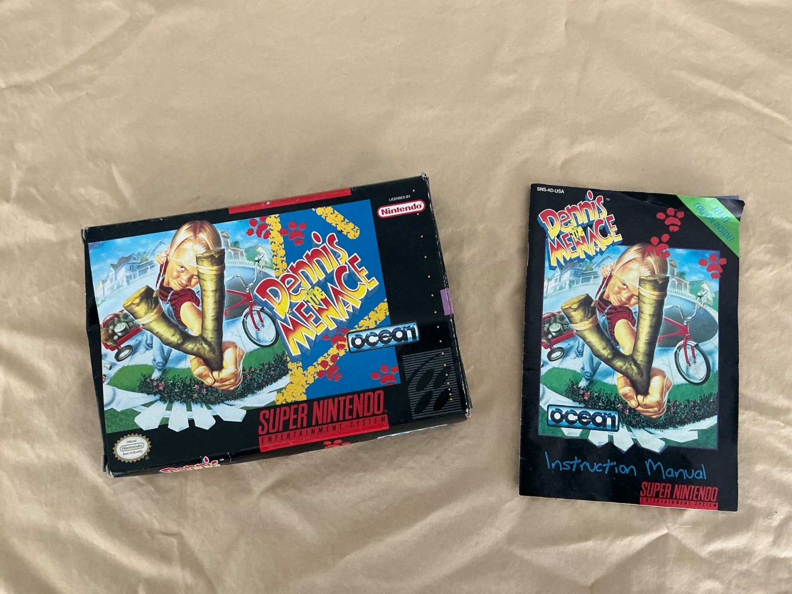 Dennis The Menace SNES Box and Manuel ONLY