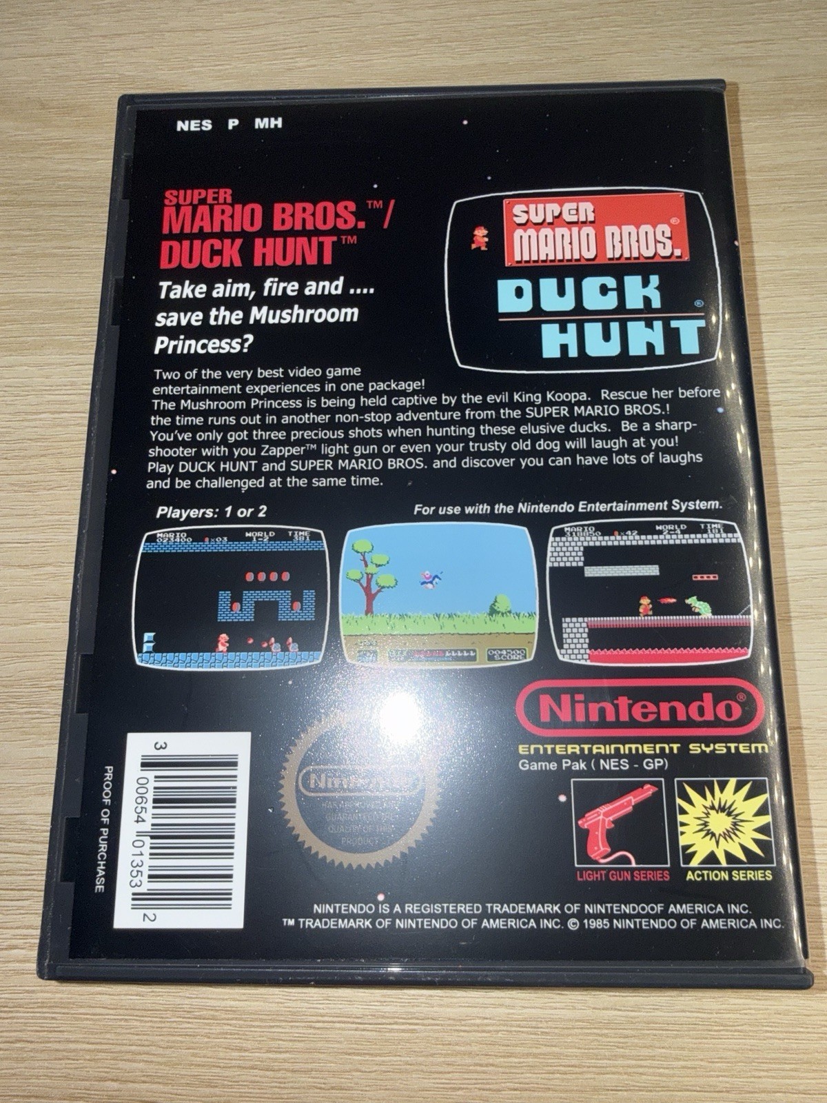 Super Mario Bros. / Duck Hunt NES Authentic Game w/ Custom Game Case Tested