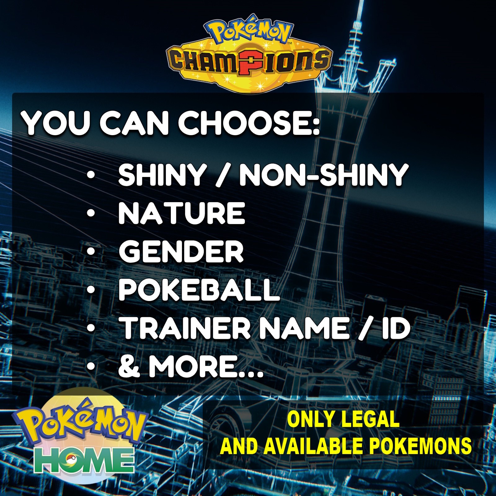 ✨ Pick any Shiny Pokemon, Battle Ready ✨ Pokemon Champions ✨ Pokemon Home
