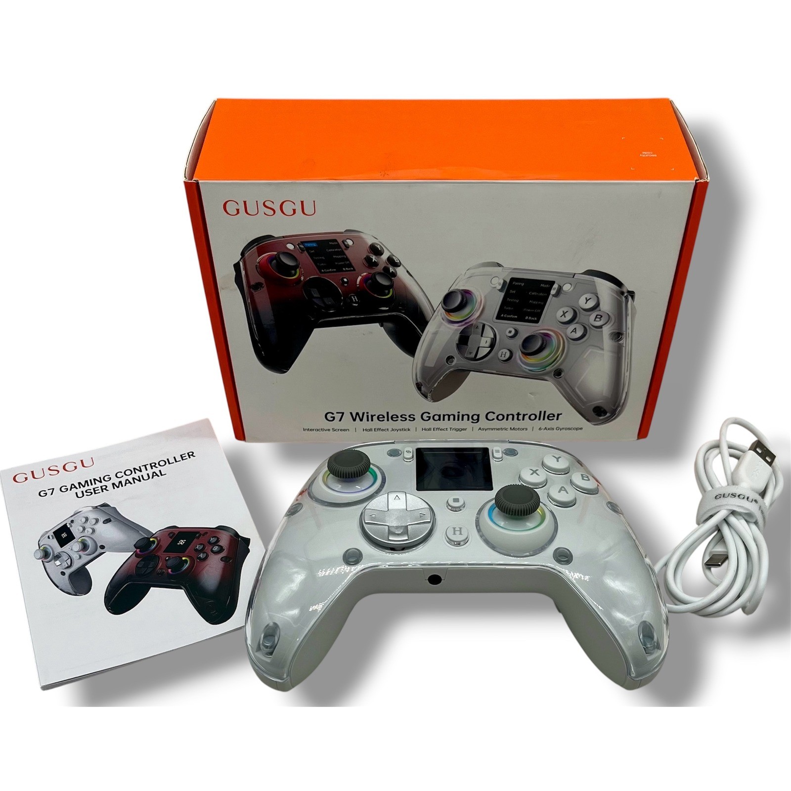 GUSGU G7 Wireless Gaming Controller Hall Effect Screen RGB Android iOS PC Gray