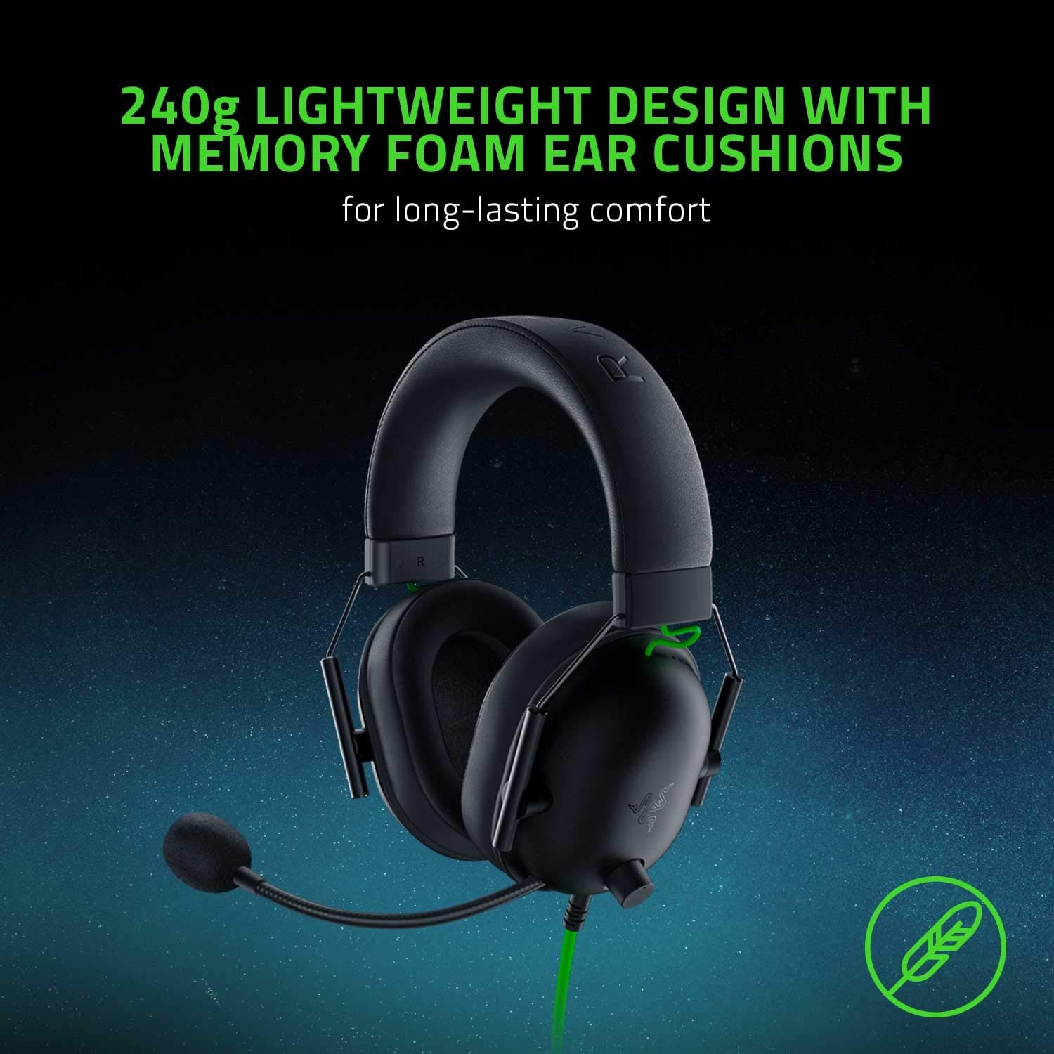 Razer BlackShark V2 X Gaming Headset: 7.1 Surround Sound – 50mm 3.5 mm, Black