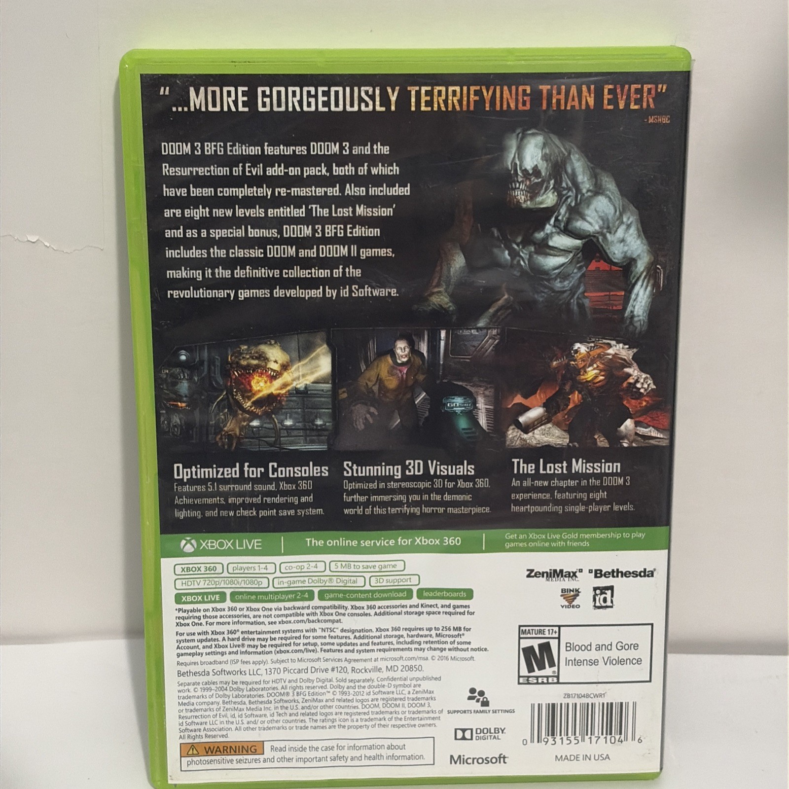 Doom 3: BFG Edition | Xbox 360/One – No Poster – Tested