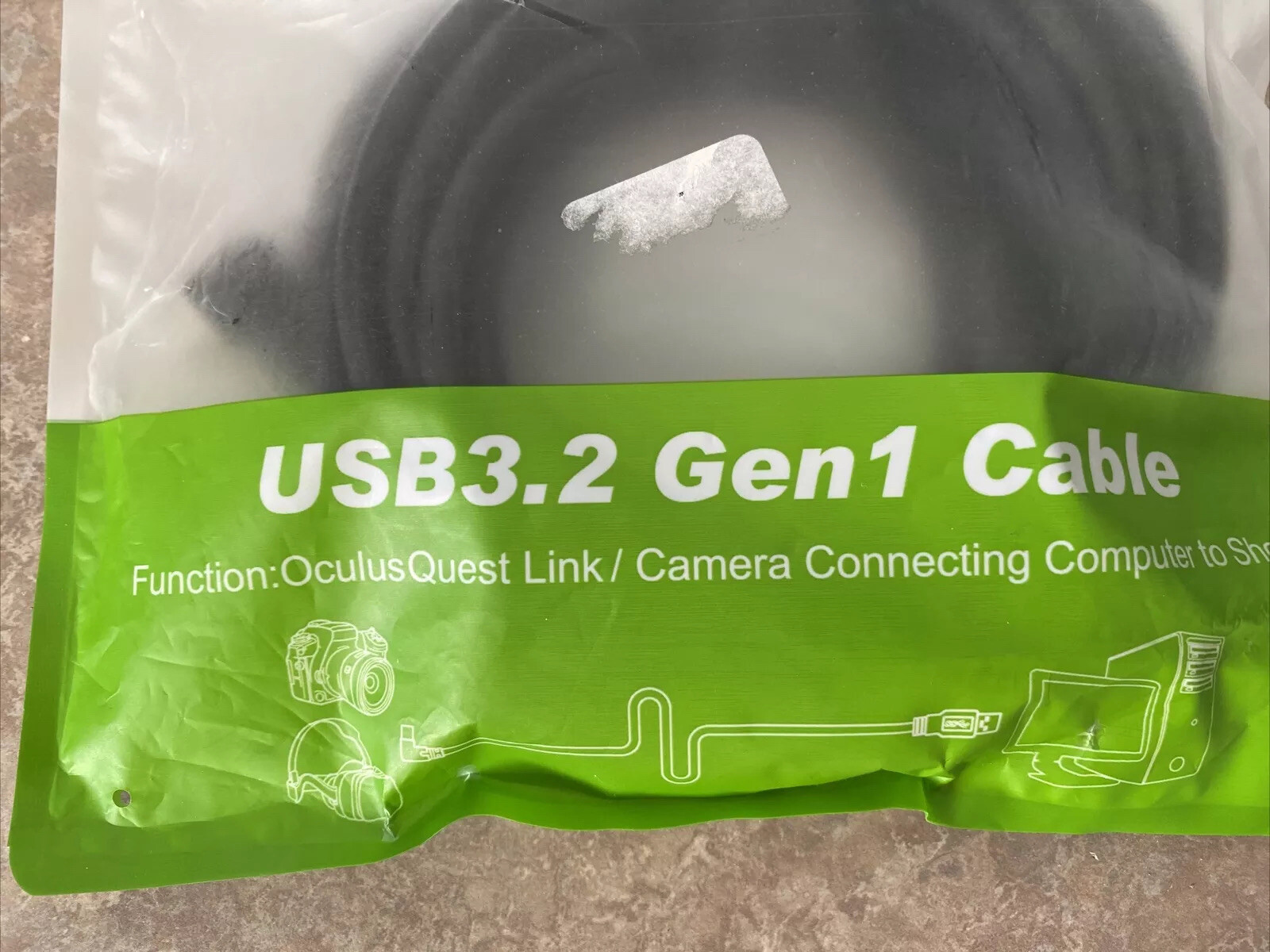USB C 3.2 16 ft Gen 1 Cable Oculus Quest Link Right Angle