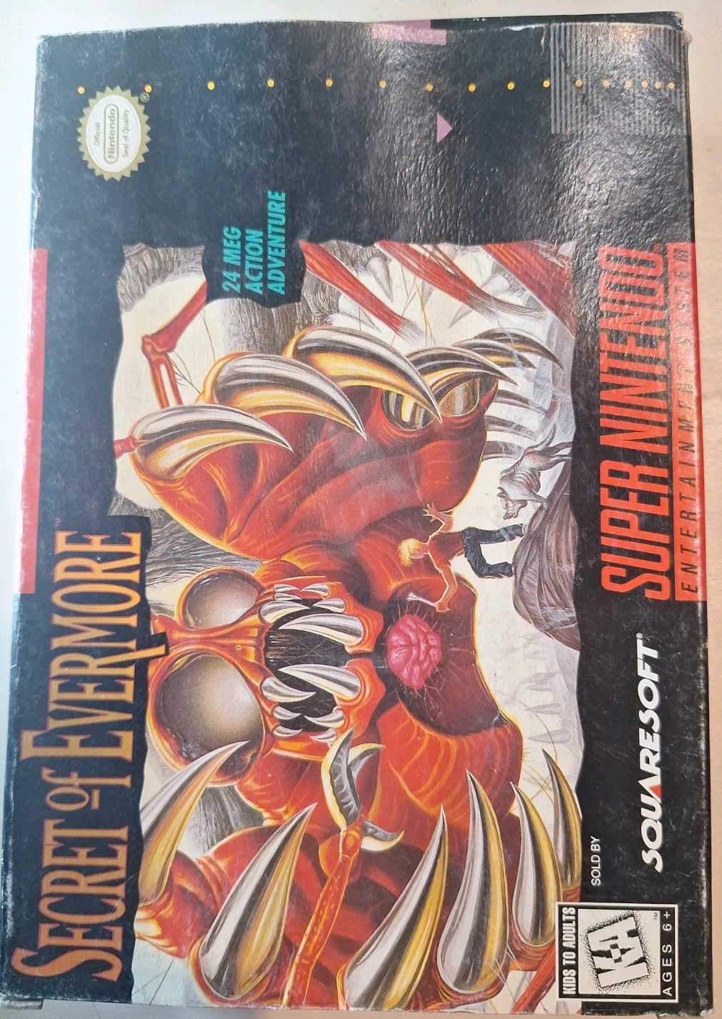 Secret of Evermore SNES 1995 Complete in Box with Poster & Instruction Guide