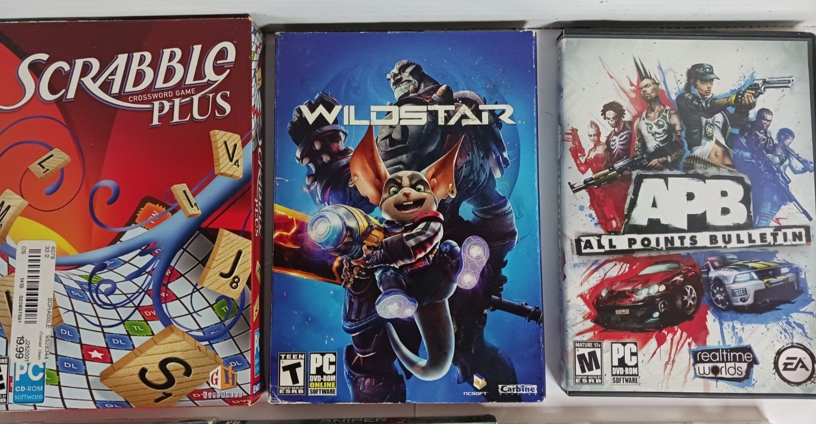 PC Games Lot Of 13 From The 2000s-10s Scrabble Plus Pacman Sniper 2 Wildstar F1