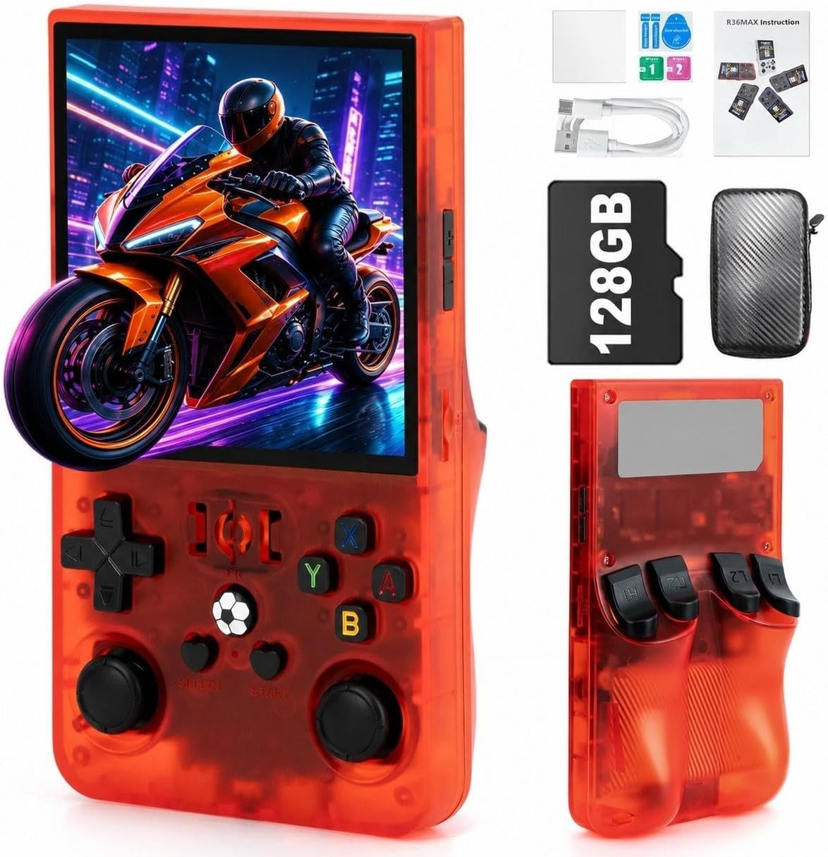 R36MAX Handheld Game Console – 4.0-Inch Screen, Support 22000+Classic Games,128G
