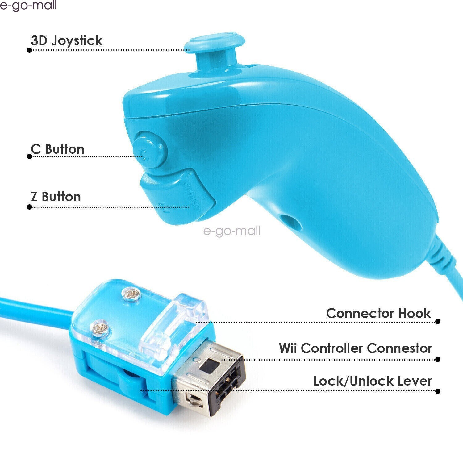 2 in 1 Motion Plus Wii Rmote Nunchuck Controller for Nintendo Wii/Wii U Game