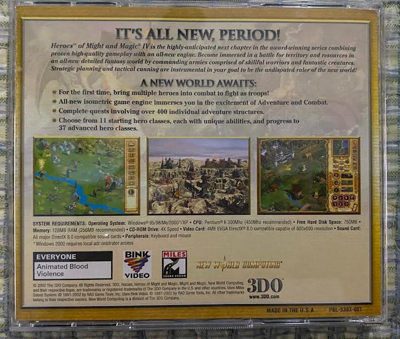Heroes of Might and Magic IV PC Strategy/Role Playing Computer Game (2002) ~ VG