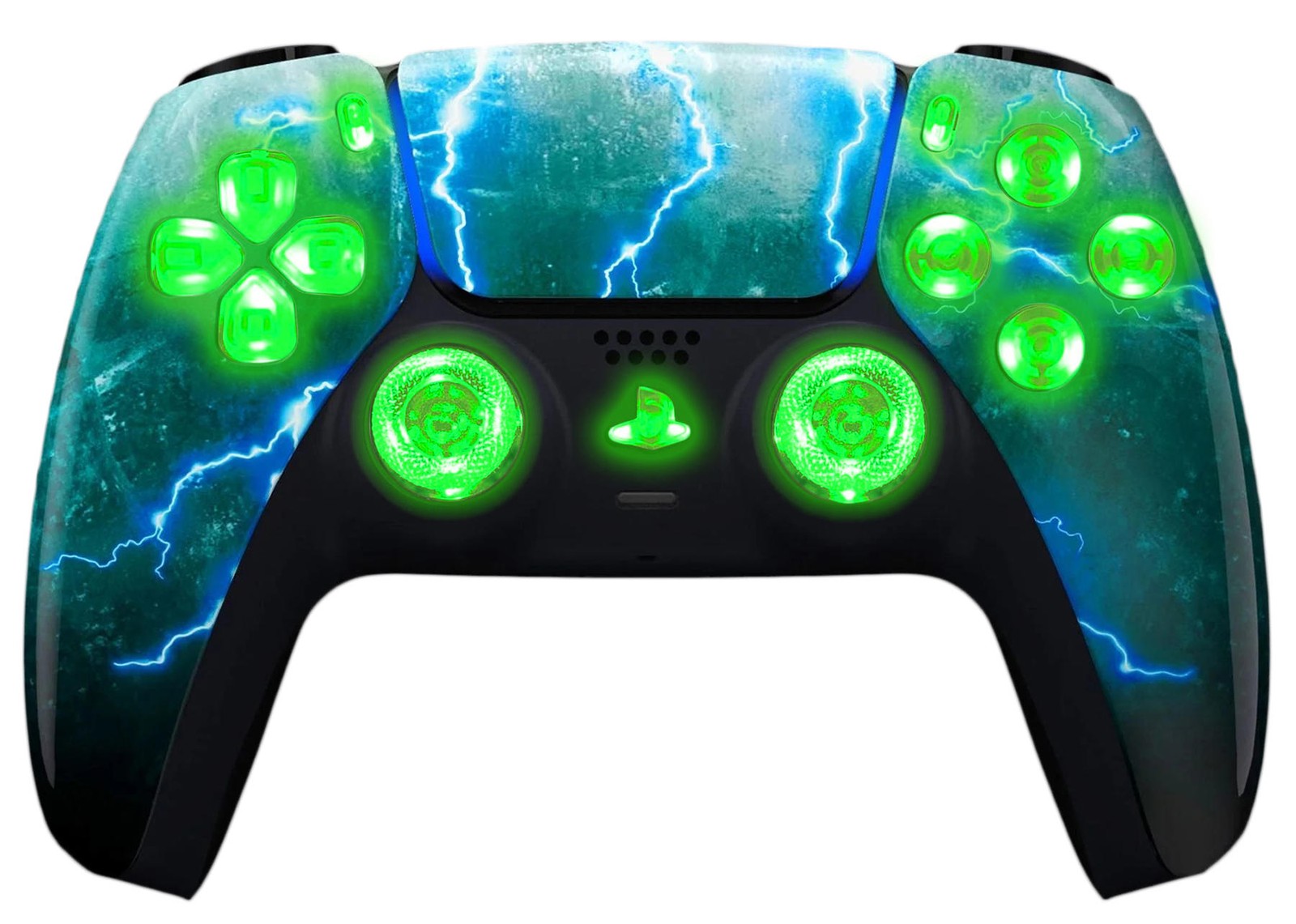 Green Storm Silent Modz LED Light Buttons Wireless Custom Controller for PS5