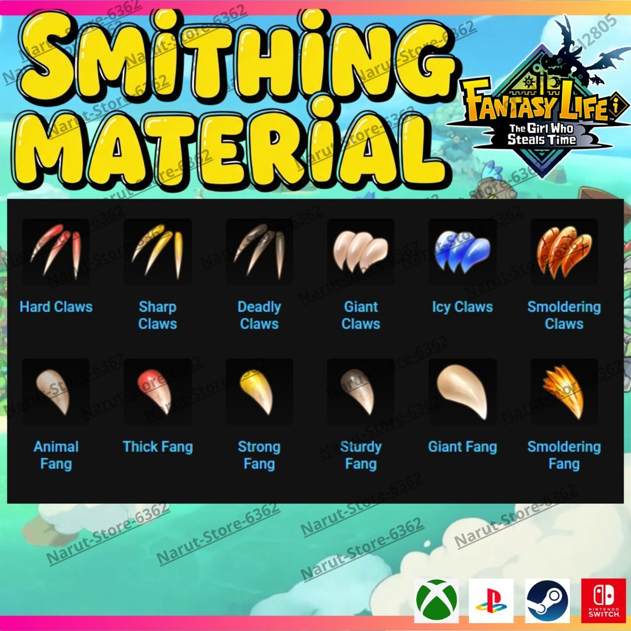 Fantasy Life I: Smithing Material Bundle🌟 crafting The Girl Who Steals the Time
