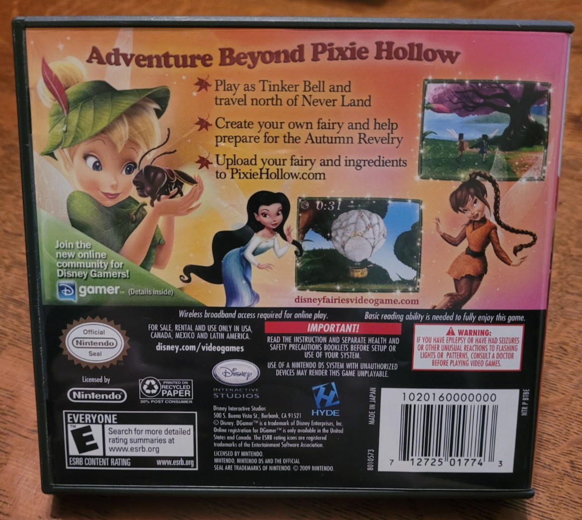 TINKER BELL AND THE LOST TREASURE Nintendo DS 2DS 3DS COMPLETE Manual Poster CIB