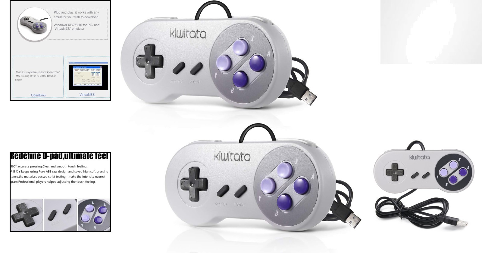 2X SNES USB Controllers with Ergonomic Design for Ultimate Comfort