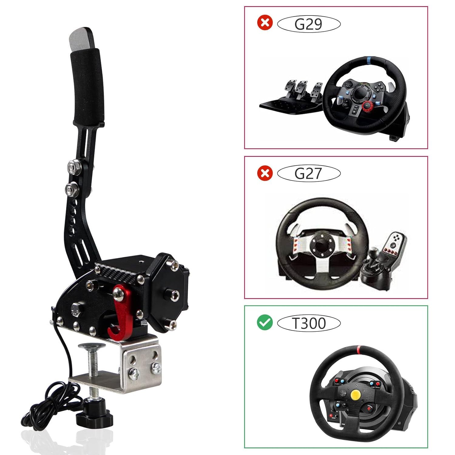 3 in 1 USB Handbrake for PS4 PS5 Only Support Logitech T300 PC All Racing Game