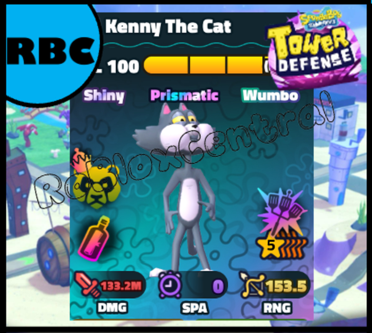 KENNY THE CAT 5 STAR SHINY WUMBO 5S SW – CHEAP SPONGEBOB TOWER DEFENSE – SBTD UN