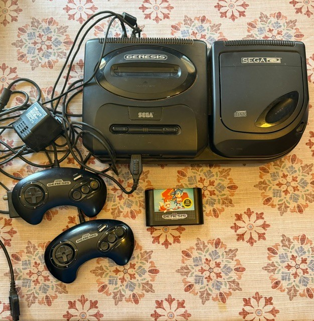 Vintage Sega Genesis + Sega CD Model 2 Bundle with Game & Controllers