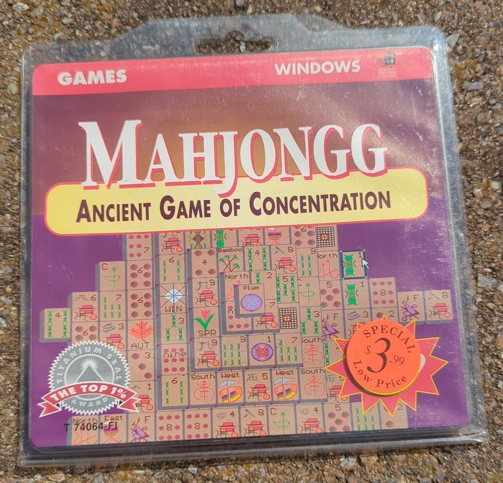 Factory Sealed Vintage Rare MahJongg Titanium Seal Floppy Disk DOS PC Game IBM