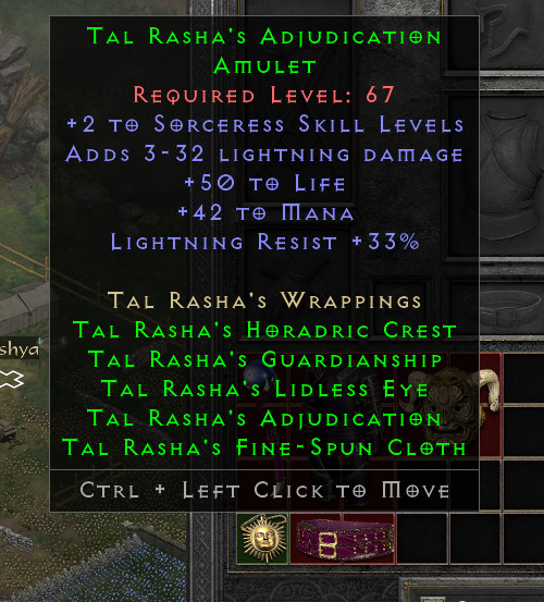 Full Tal Rasha Wrappings Set Sorceress Diablo 2 Resurrected D2R Ladder Season 8