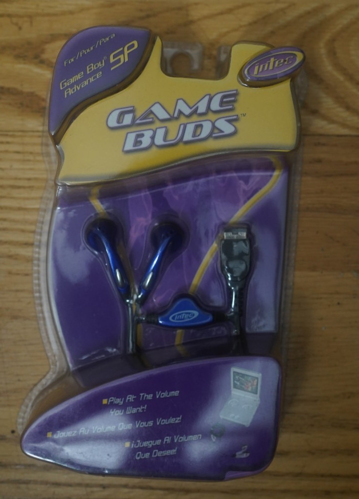 VINTAGE 2004 INTEC GAME BOY ADVANCE SP GAME BUDS EAR BUD HEADPHONES BLUE SEALED
