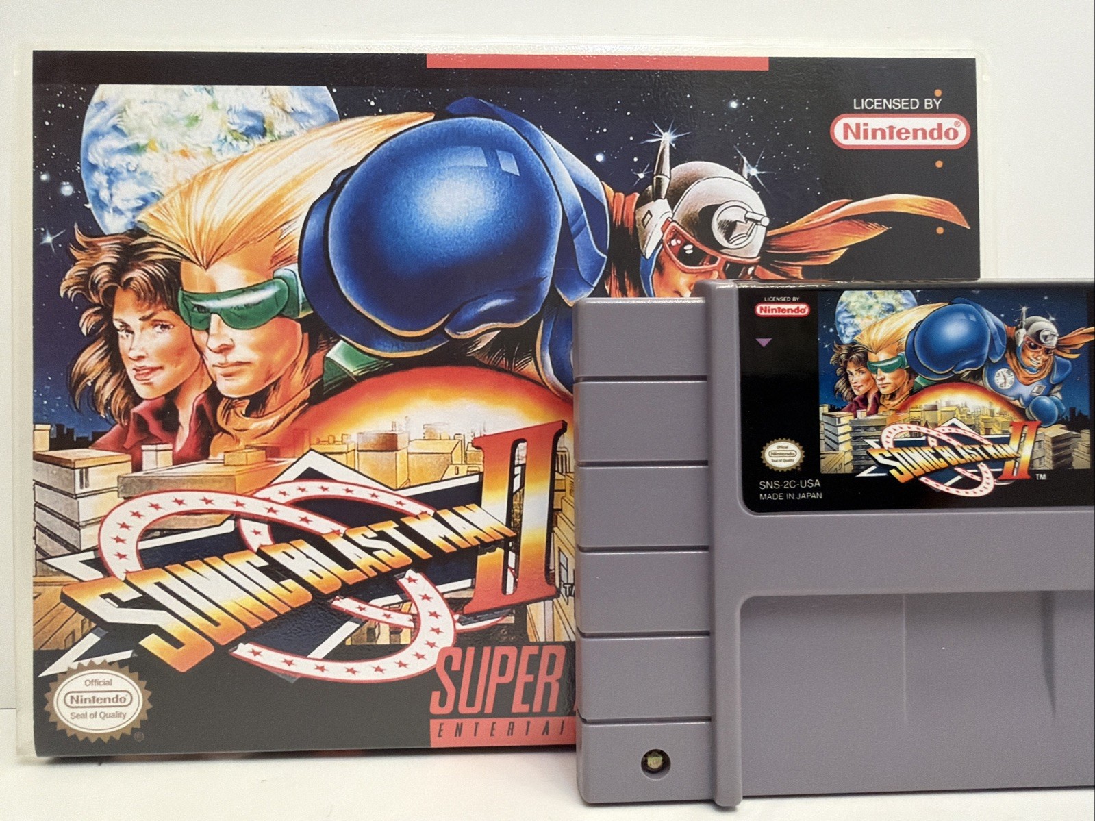 Sonic Blast Man II 2 Super Nintendo Game SNES Authentic +Collector Case Minty