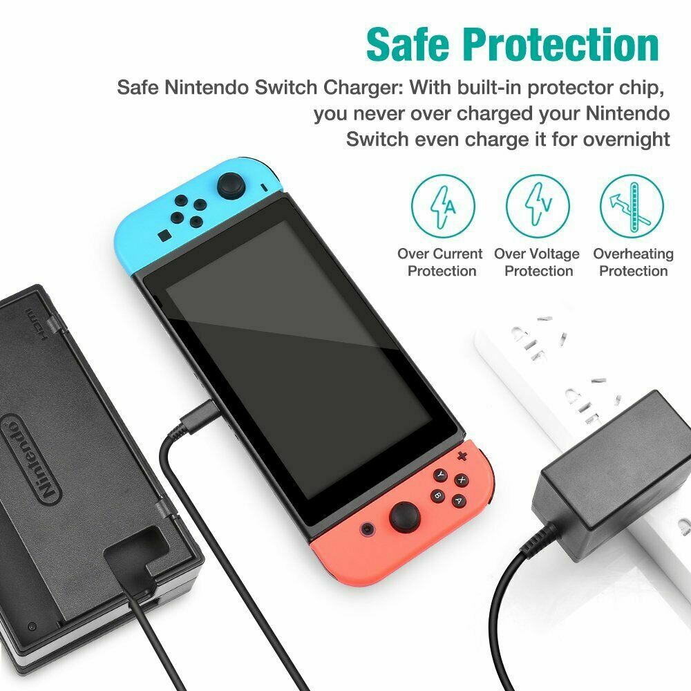 2For Nintendo Switch AC Power Supply Adapter Home Wall Travel Charger Cable 2.4A
