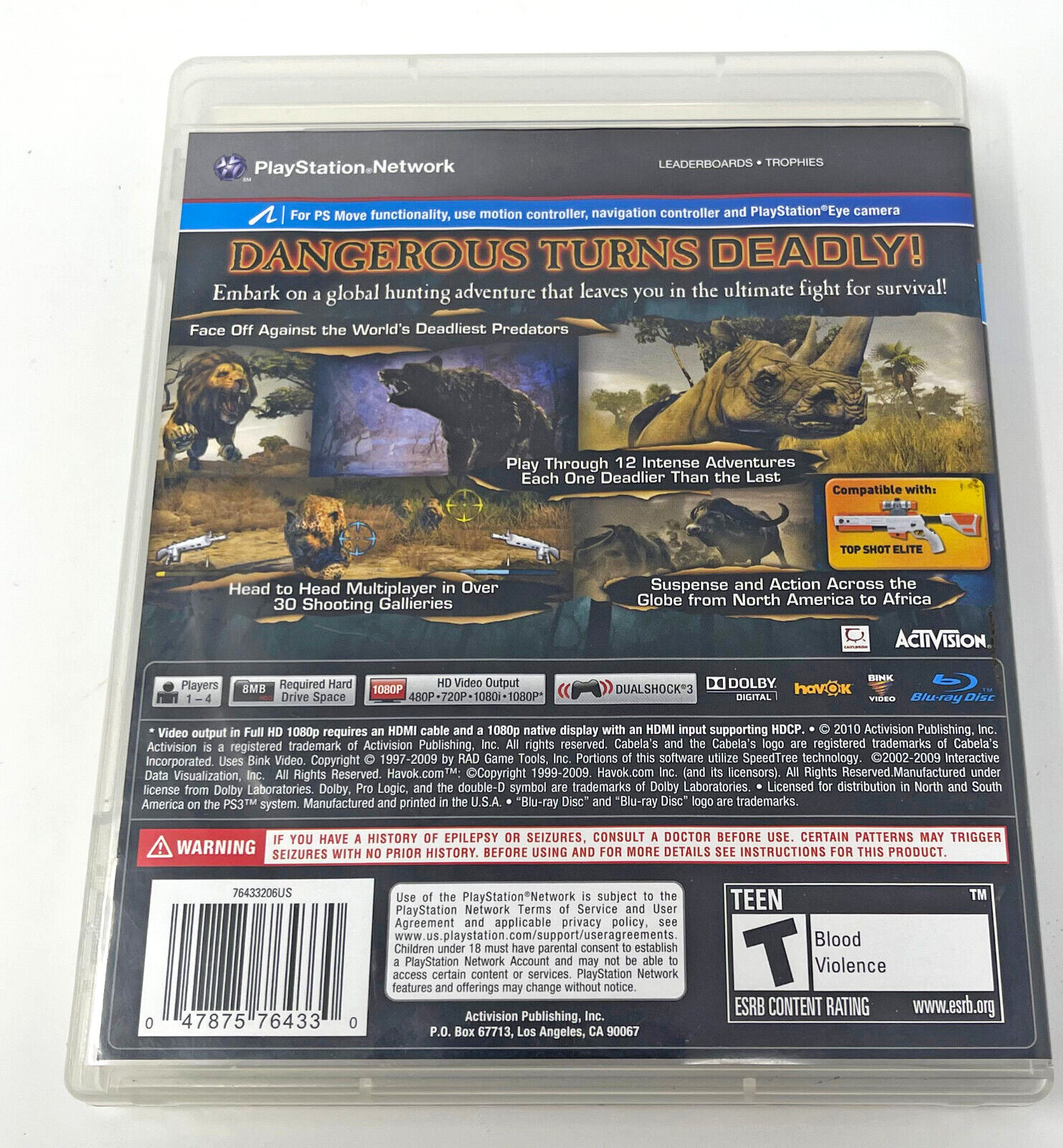 Cabela’s Dangerous Hunts 2011 (Sony PlayStation 3, 2010) Used Tested Works PS3