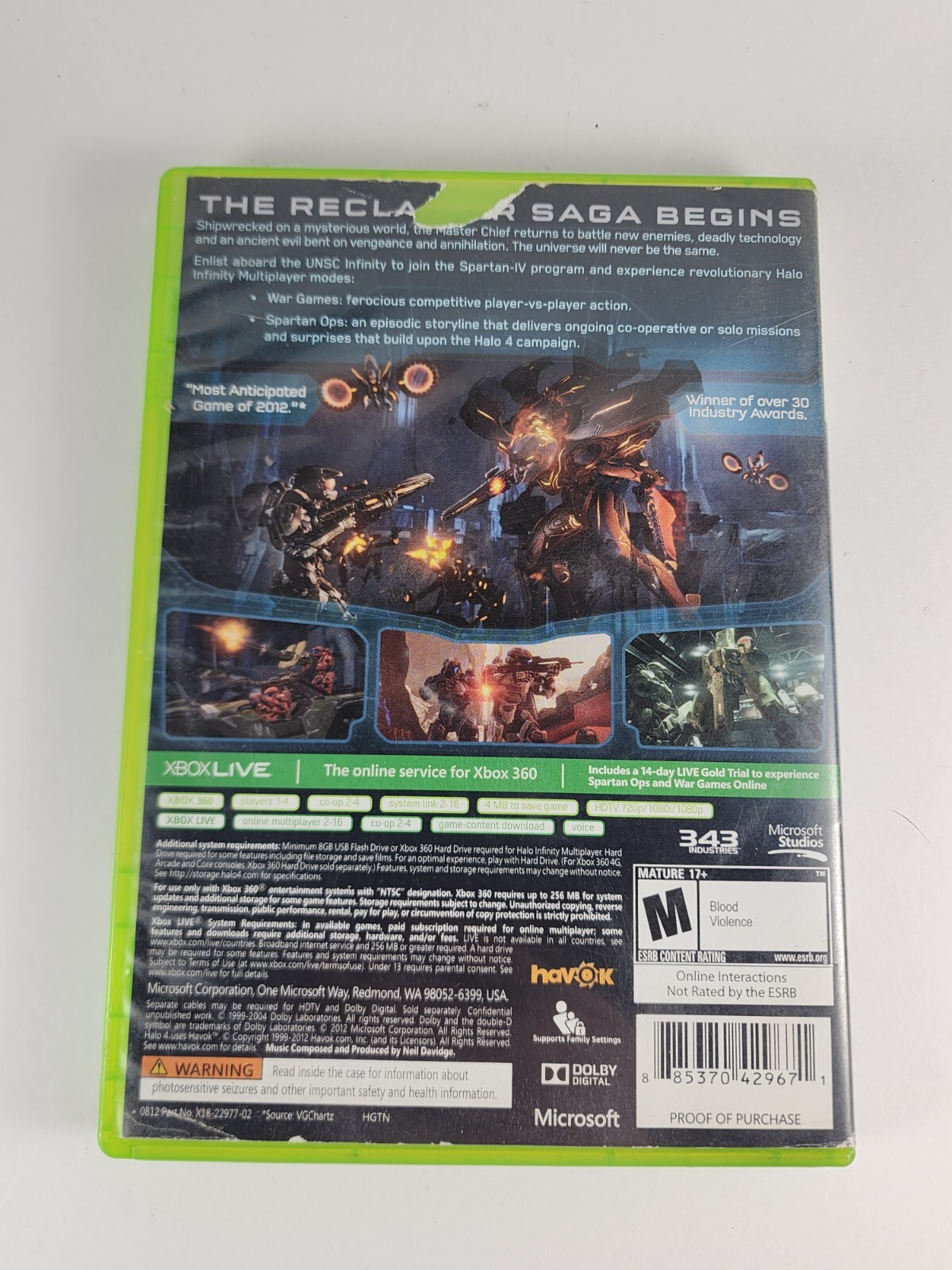 Halo 4 (Microsoft Xbox 360, 2012) No Manual – Tested & Working – VGC