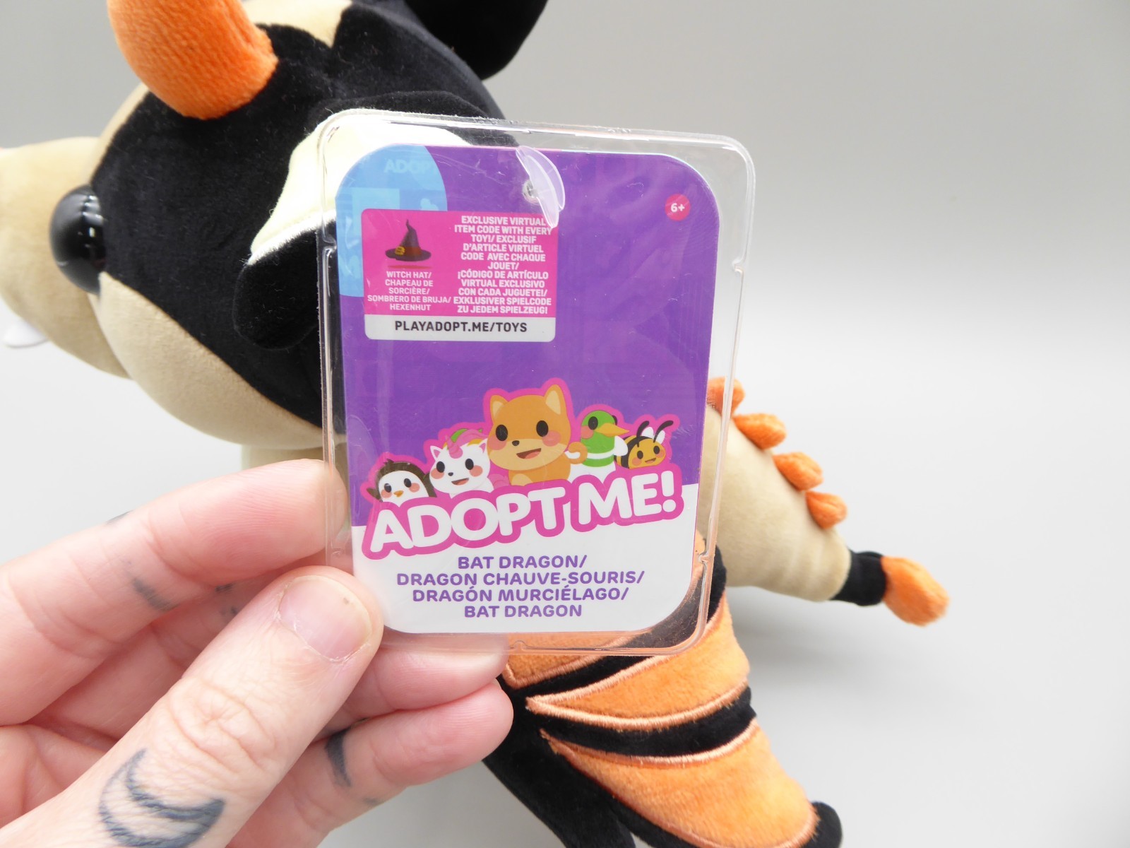 Adopt Me! Legendary Bat Dragon 8-Inch Plush w/Hang tag & Witch Hat Code **NEW**