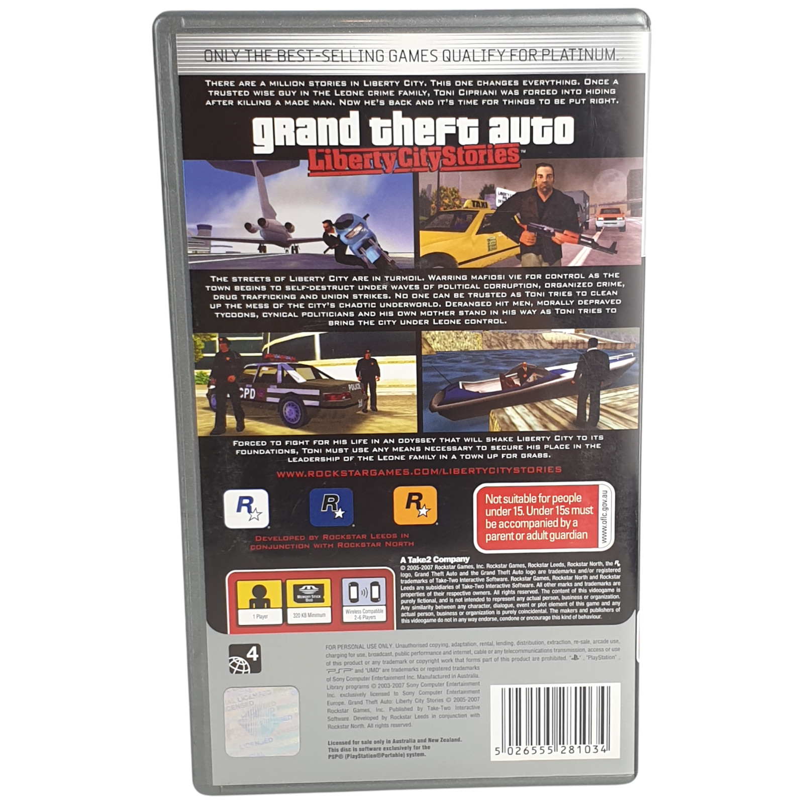 PSP Grand Theft Auto Liberty City Stories Sony MA15 2007 Playstation PAL Manual