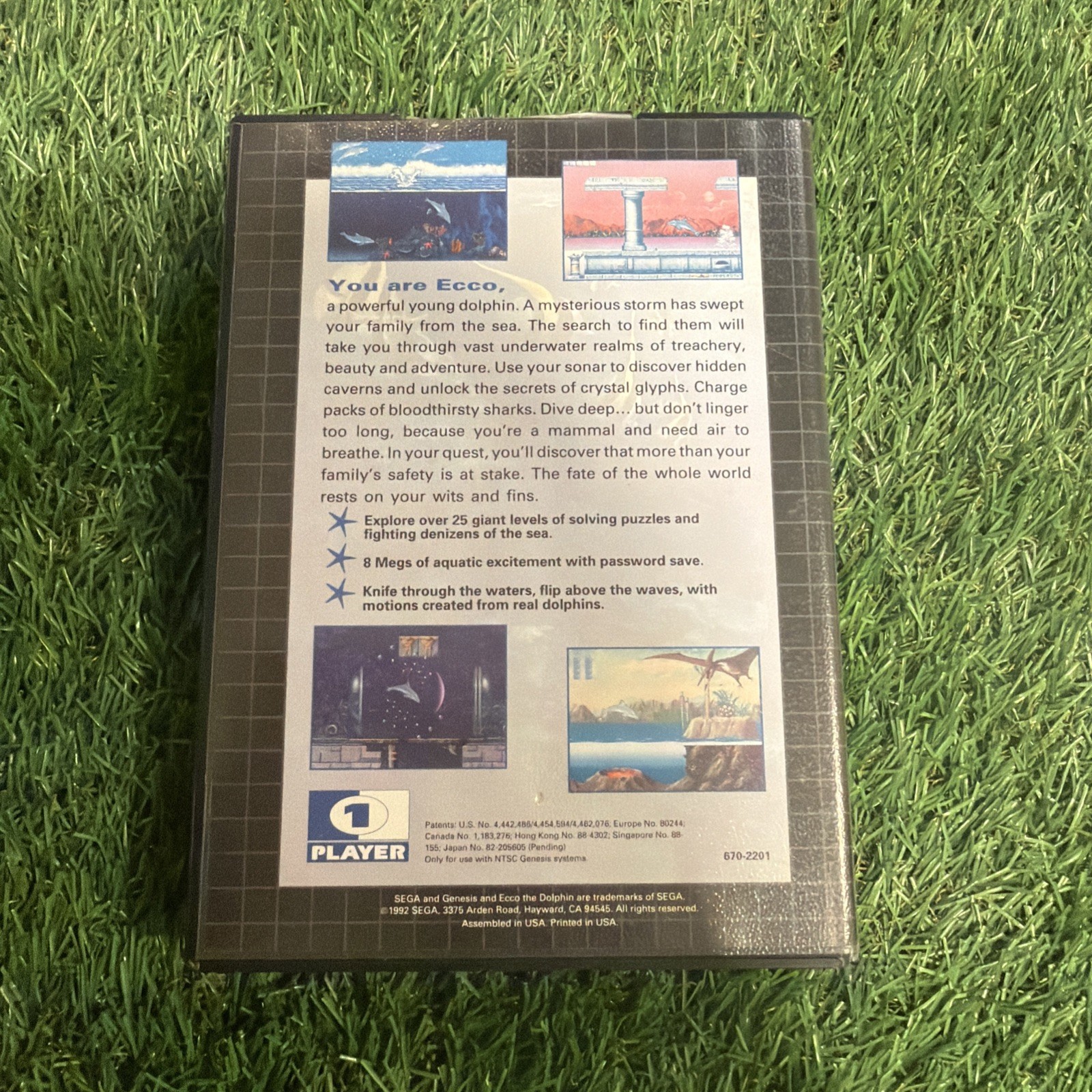 Ecco the Dolphin (Sega Genesis, 1992) Tested (no manual) Works Great