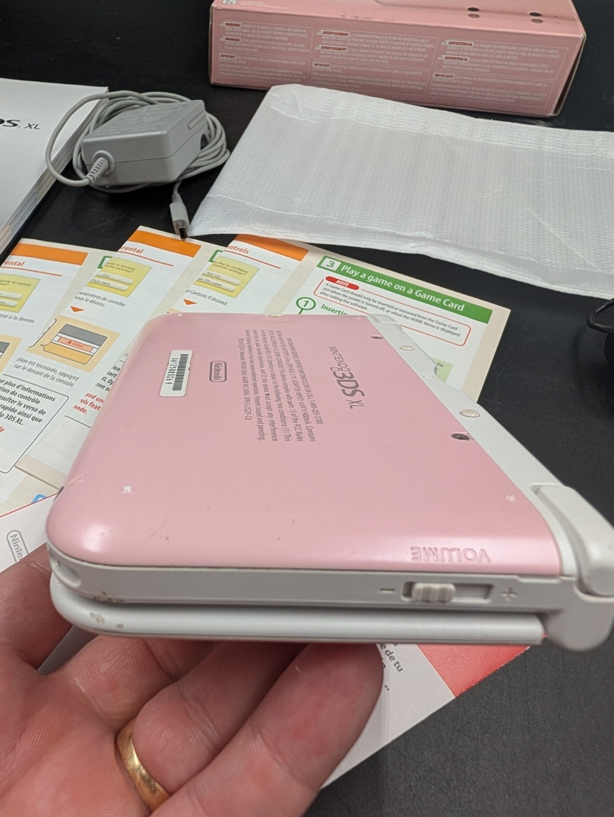 Nintendo 3DS XL Pink White Handheld Console CIB Matching Serials US