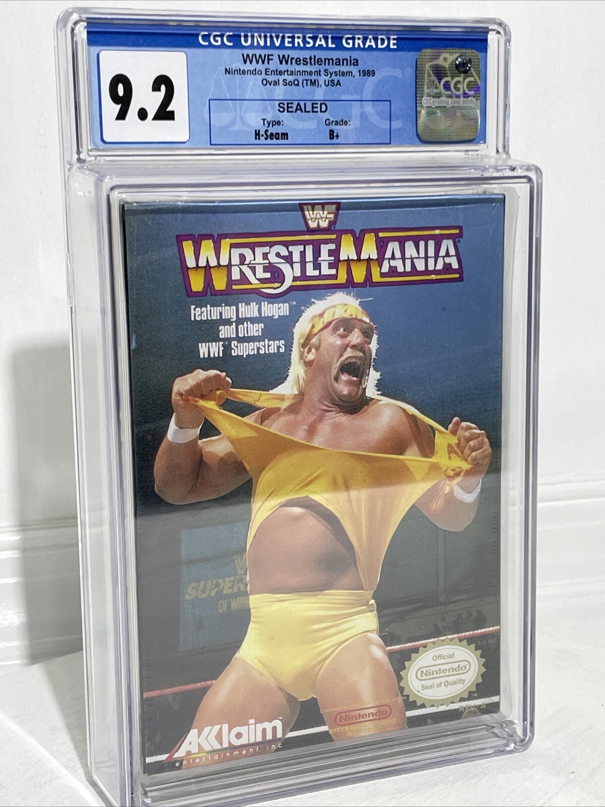 Nintendo NES WWF Wrestlemania Oval SoQ TM USA CGC 9.2 B+ Sealed
