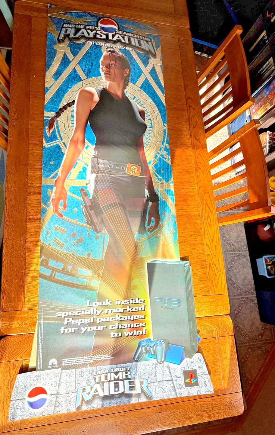 PS2 PlayStation 2 Lara Croft Tomb Raider Angelina Jolie Life Size Standee NOS