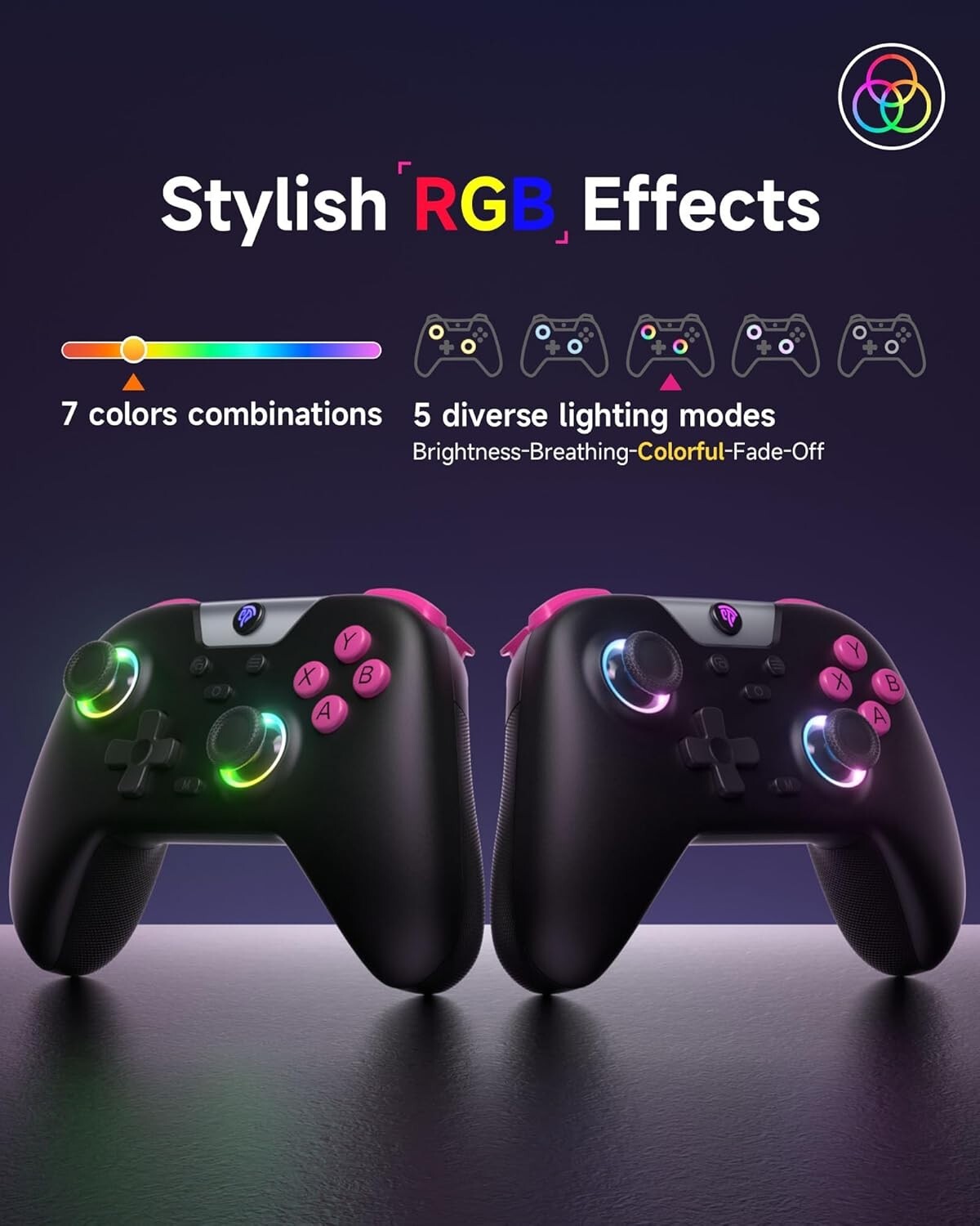 2.4g Wireless Gaming Controller – Multi-Platform with RGB Lights & Hall Effect