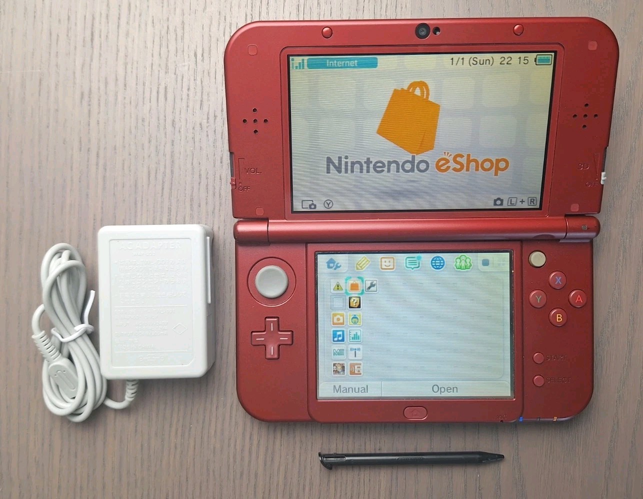 New Nintendo 3DS XL Metallic Red Charger + 32GB SD Card | Region Free