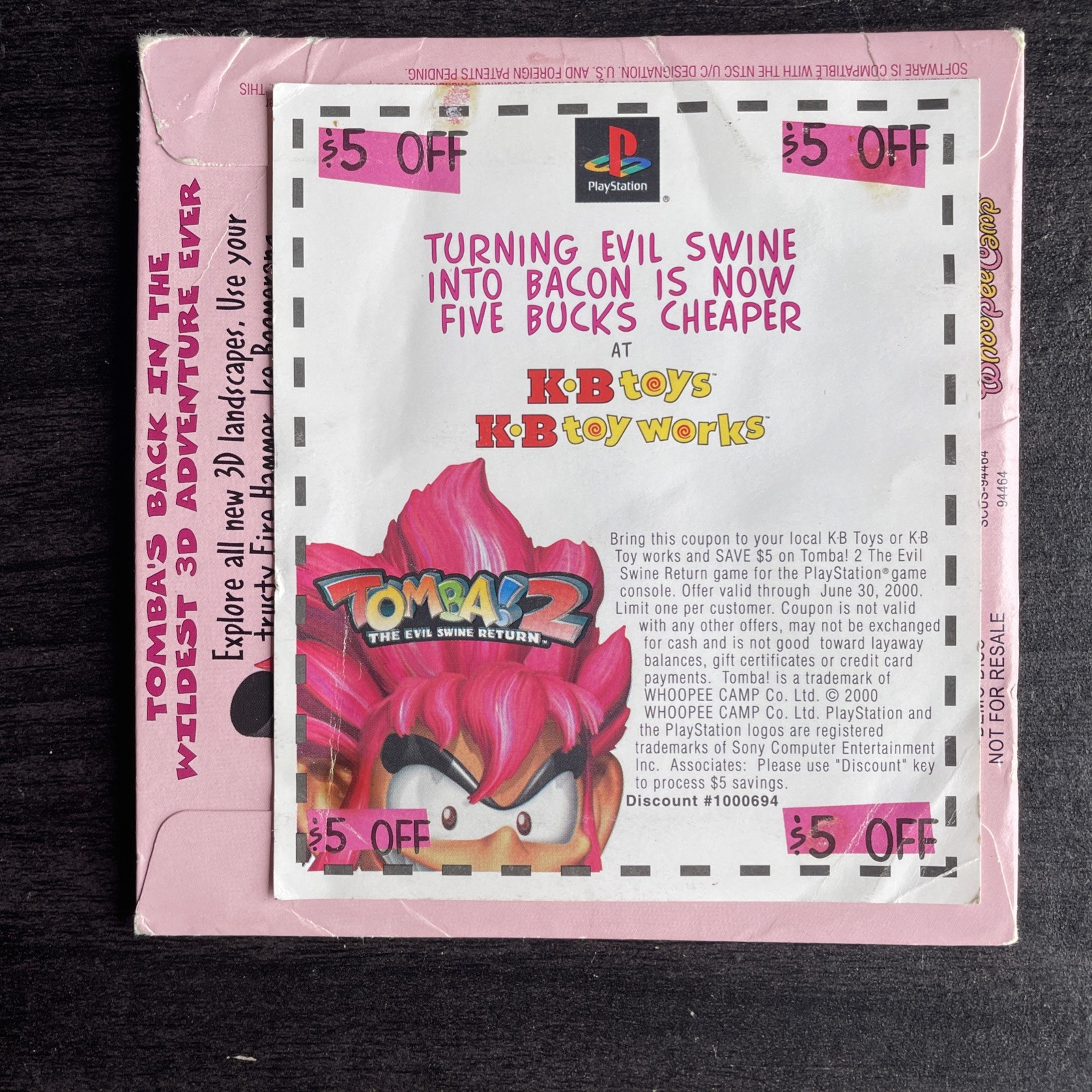 TOMBA! 2 The Evil Swine DEMO Disc Video Game PlayStation 1 PS1 Tested Works VTG
