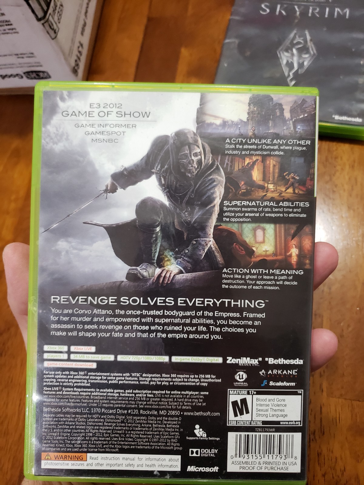 Dishonored (Microsoft Xbox 360, 2012) complete and tested!!