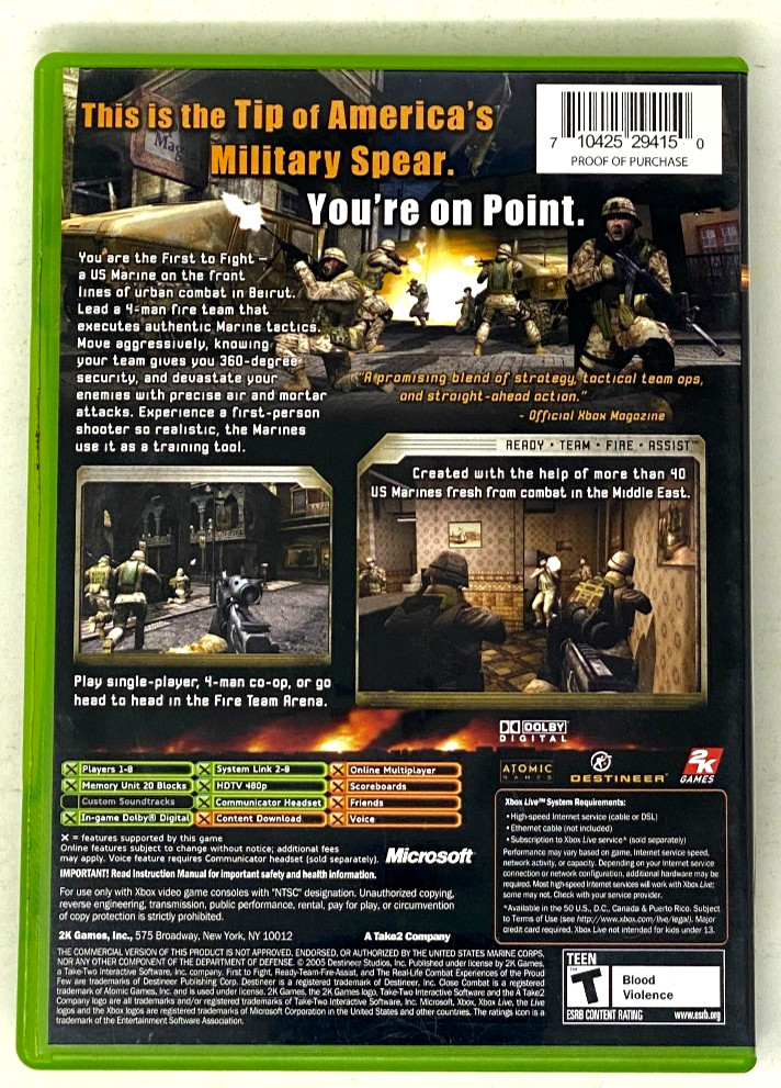 Close Combat: First to Fight (Microsoft Xbox, 2005) FREE SHIPPING!