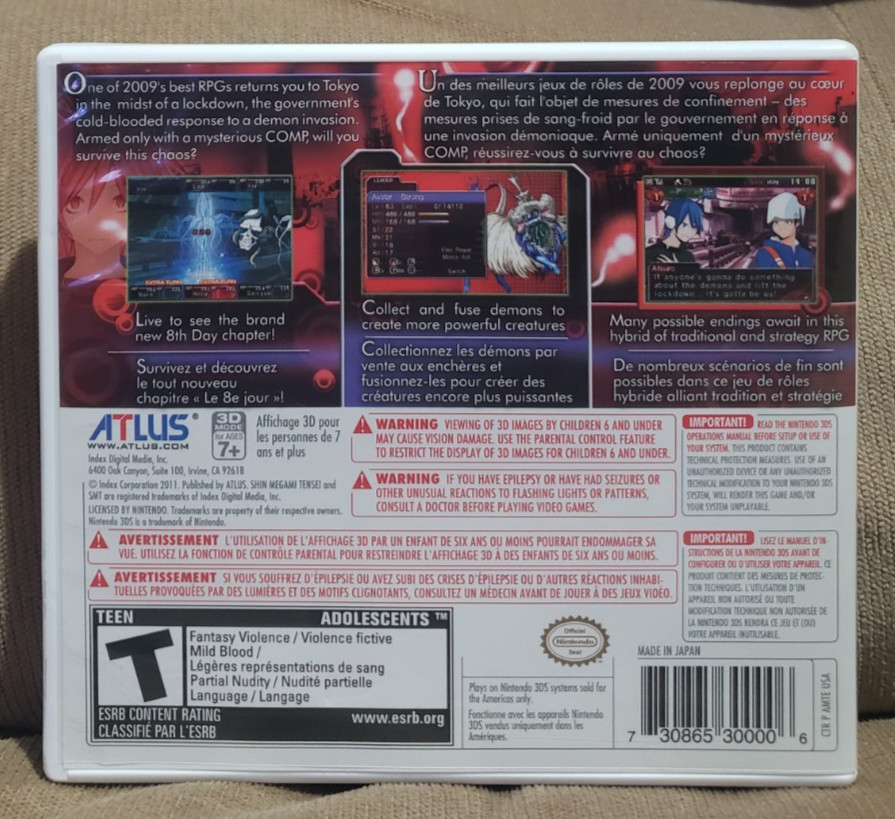 Shin Megami Tensei Devil Survivor Overclocked (Nintendo 3DS) Case & Artwork ONLY