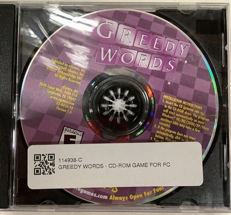 Greedy Words PC Video Game DISC ONLY dice crossword multiple languages family