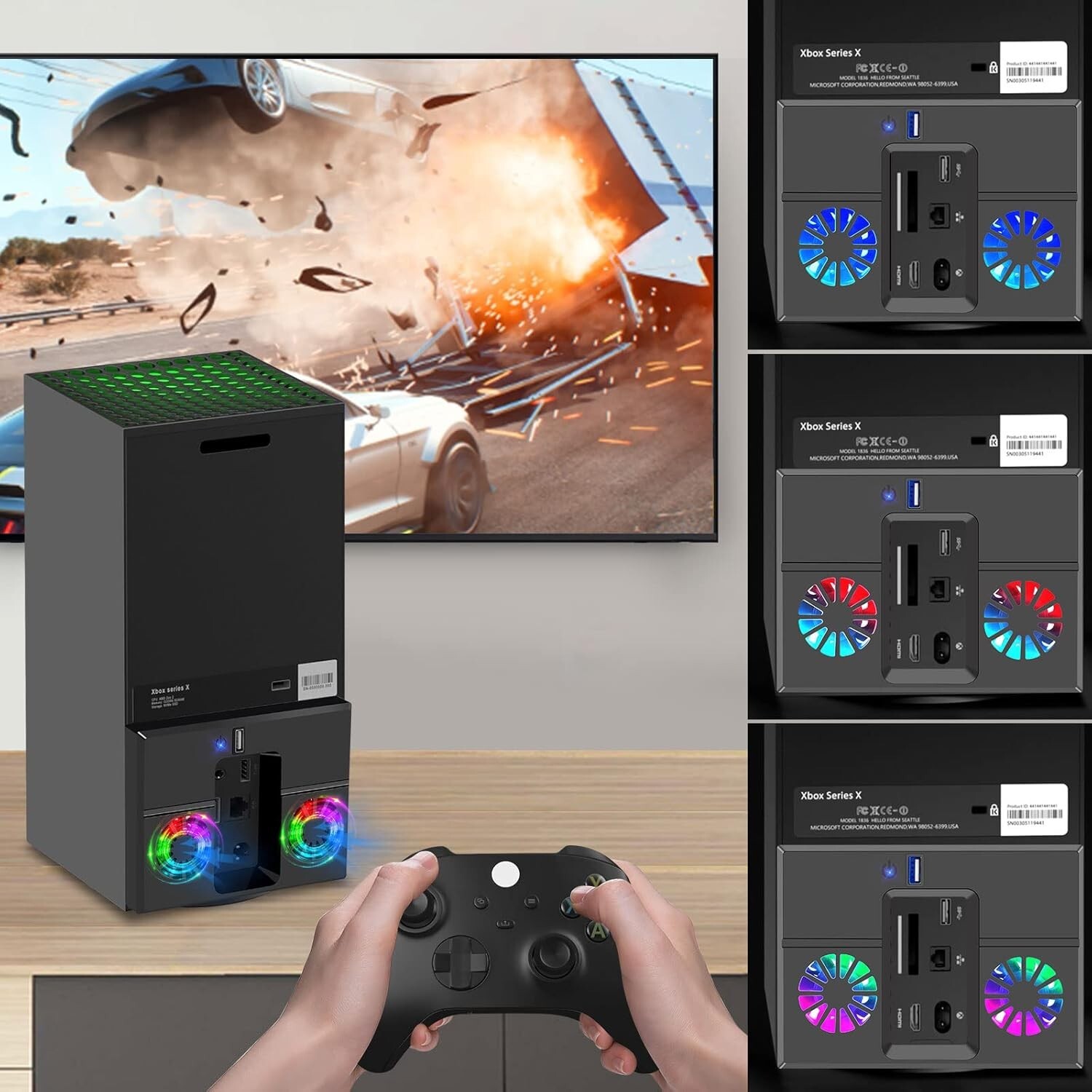 USB Cooling Fan for Xbox Series X Console Low-Noise External Vertical Cooler