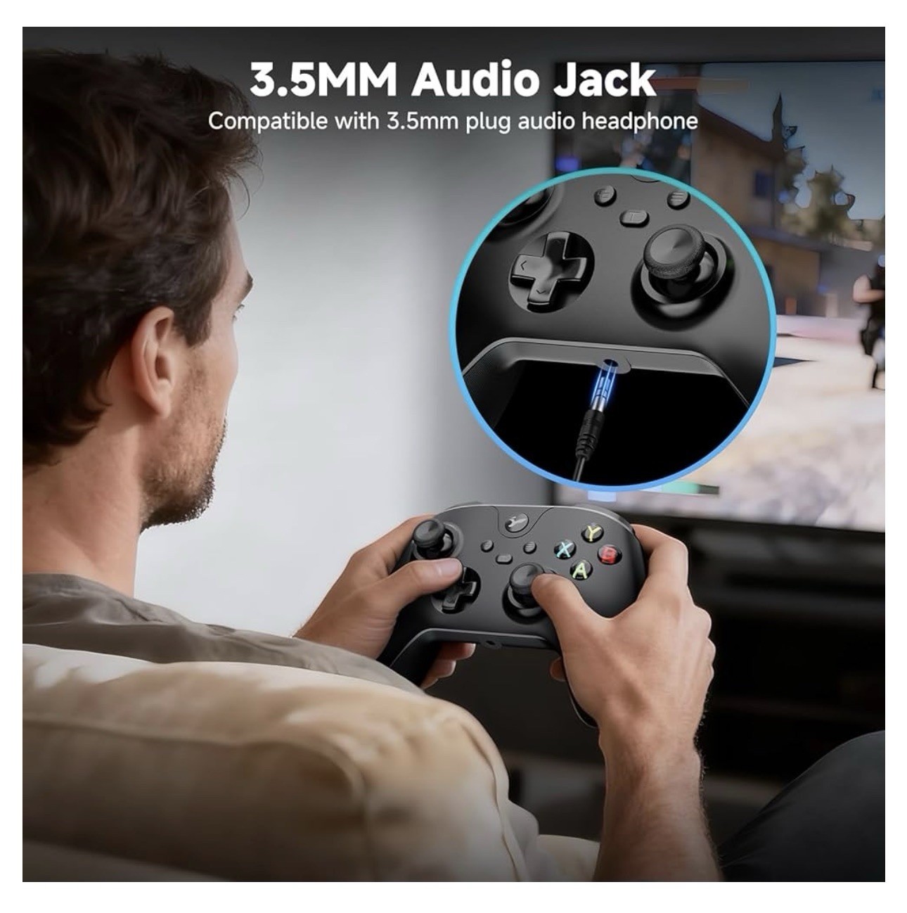 Wired USB Turbo Controller 3.5mm Jack Black Xbox One/Series X|S PC 7.2ft
