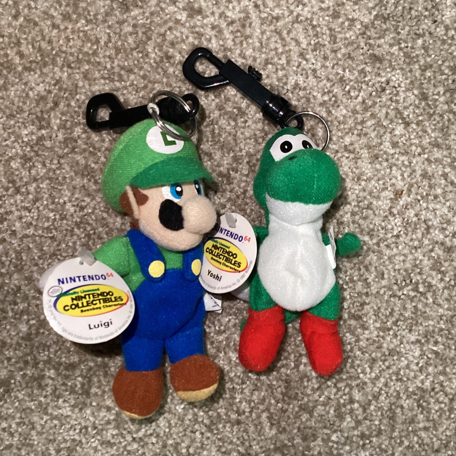 Luigi Yoshi Nintendo 64 N64 Plush Keychain w/ Clip Figure BD&A w/ Tag
