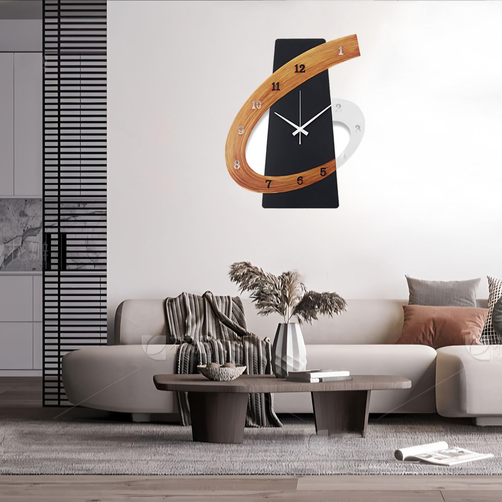 Modern Large Decorative Wall Clock，20 inch Black 15.7×19.7IN(40x50cm),