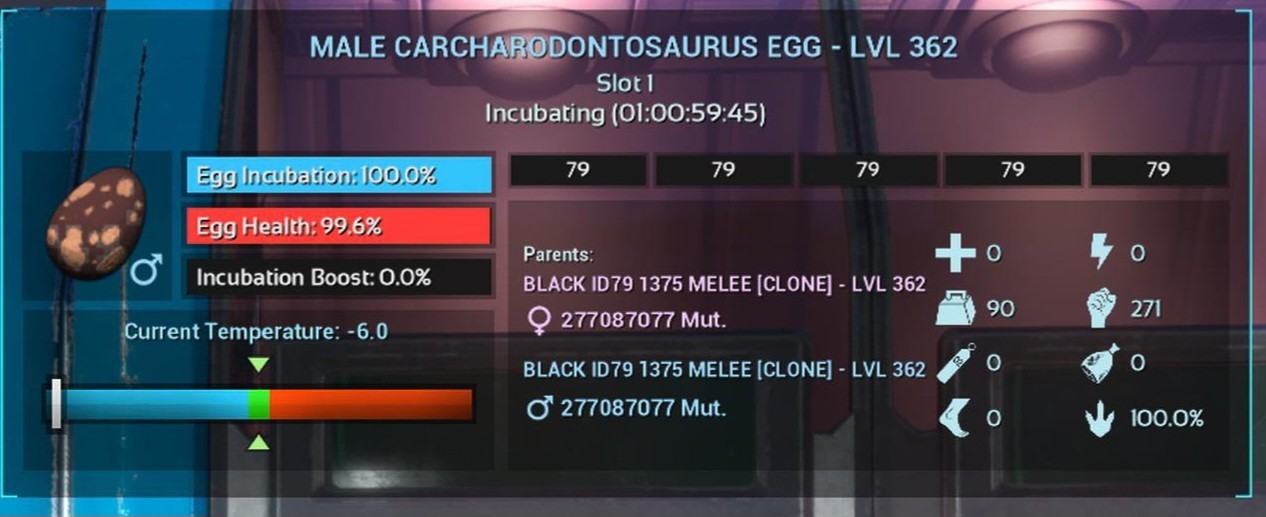 CARCHA FULL BLACK ID79 PAIR EGGS 1375 MELEE PVE ARK ASCENDED PVE PC/XBOX/PS5